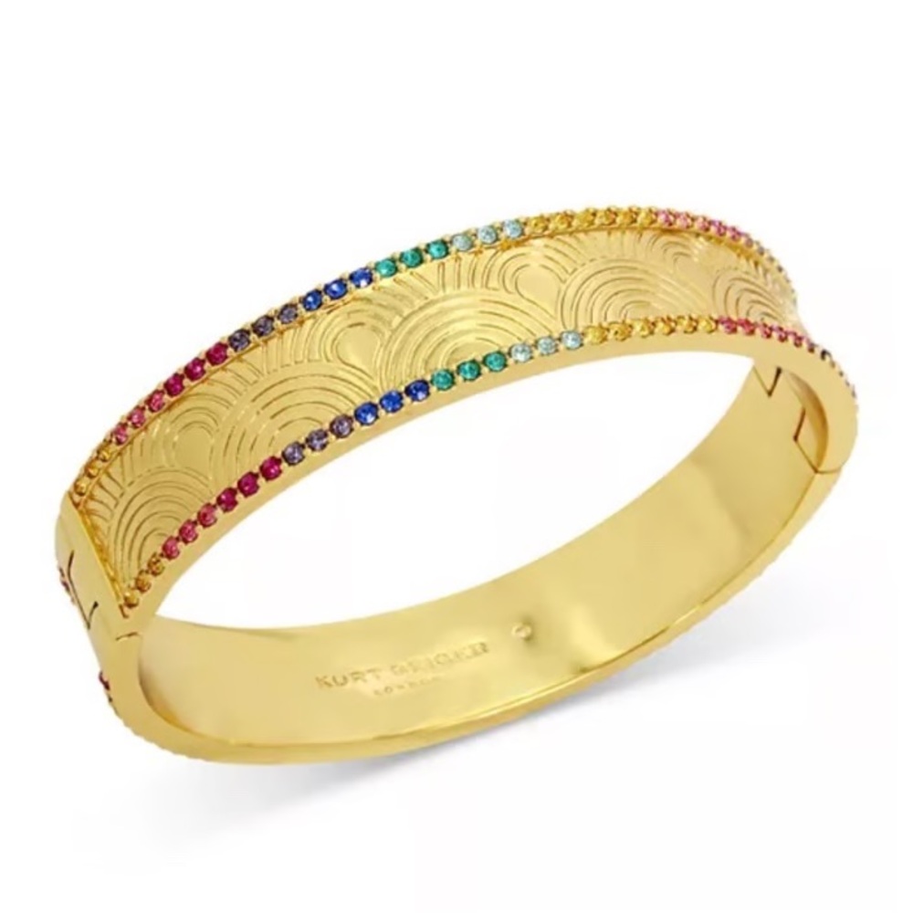 Kurt Geiger Gold Bangle with Multicolor Crystal Accents